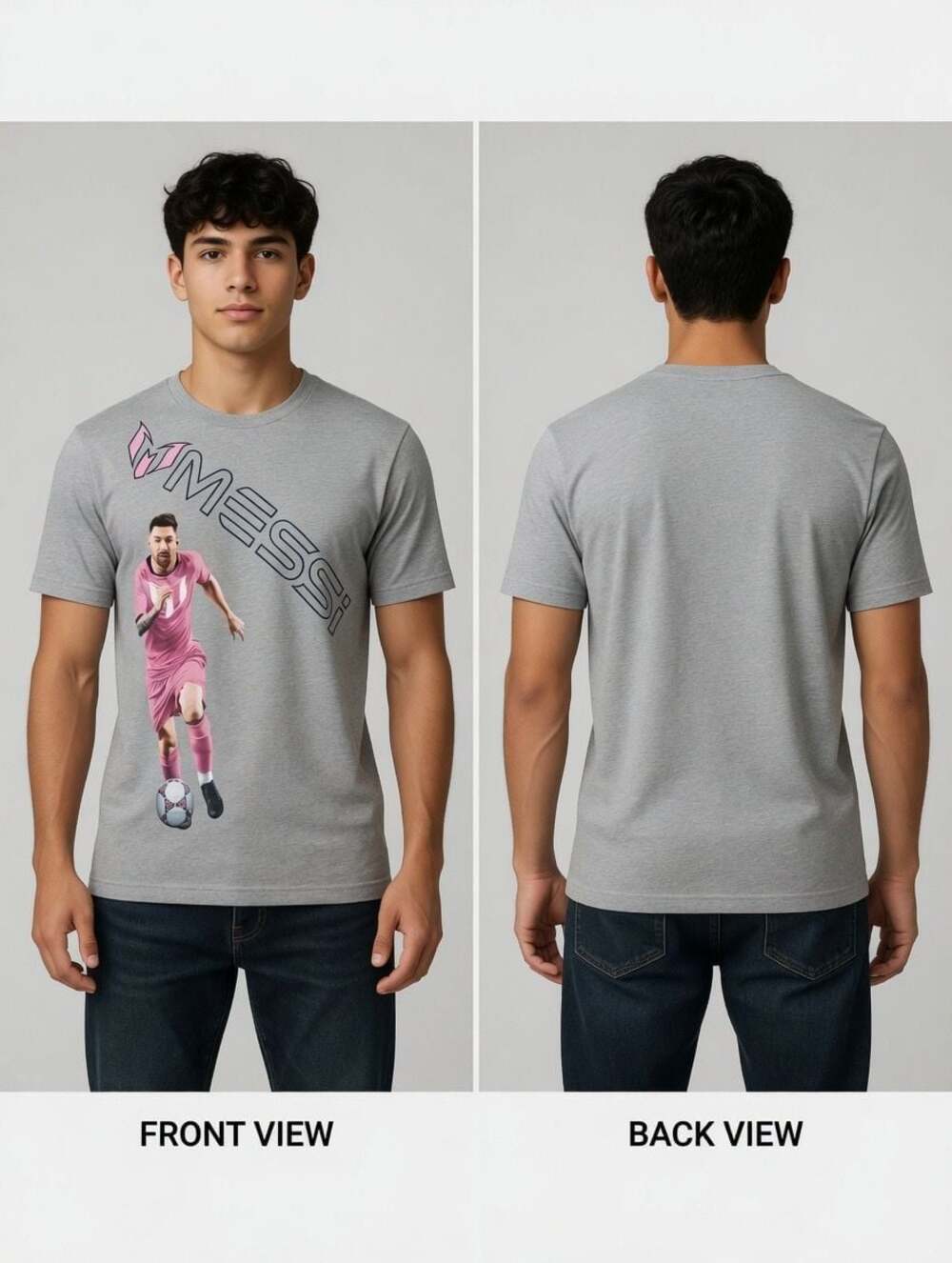 Messi Collection Lionel Messi Graphic T-Shirt Gray Size L